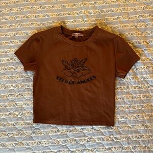 Brown City of Angels cropped T-Shirt